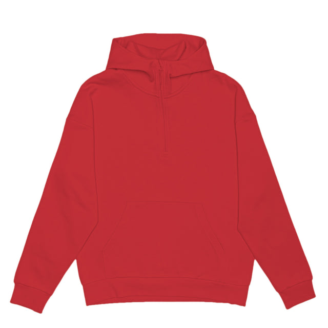 HERO-4220 Unisex Drop Shoulder 1/2 Zip Hoodie - Red