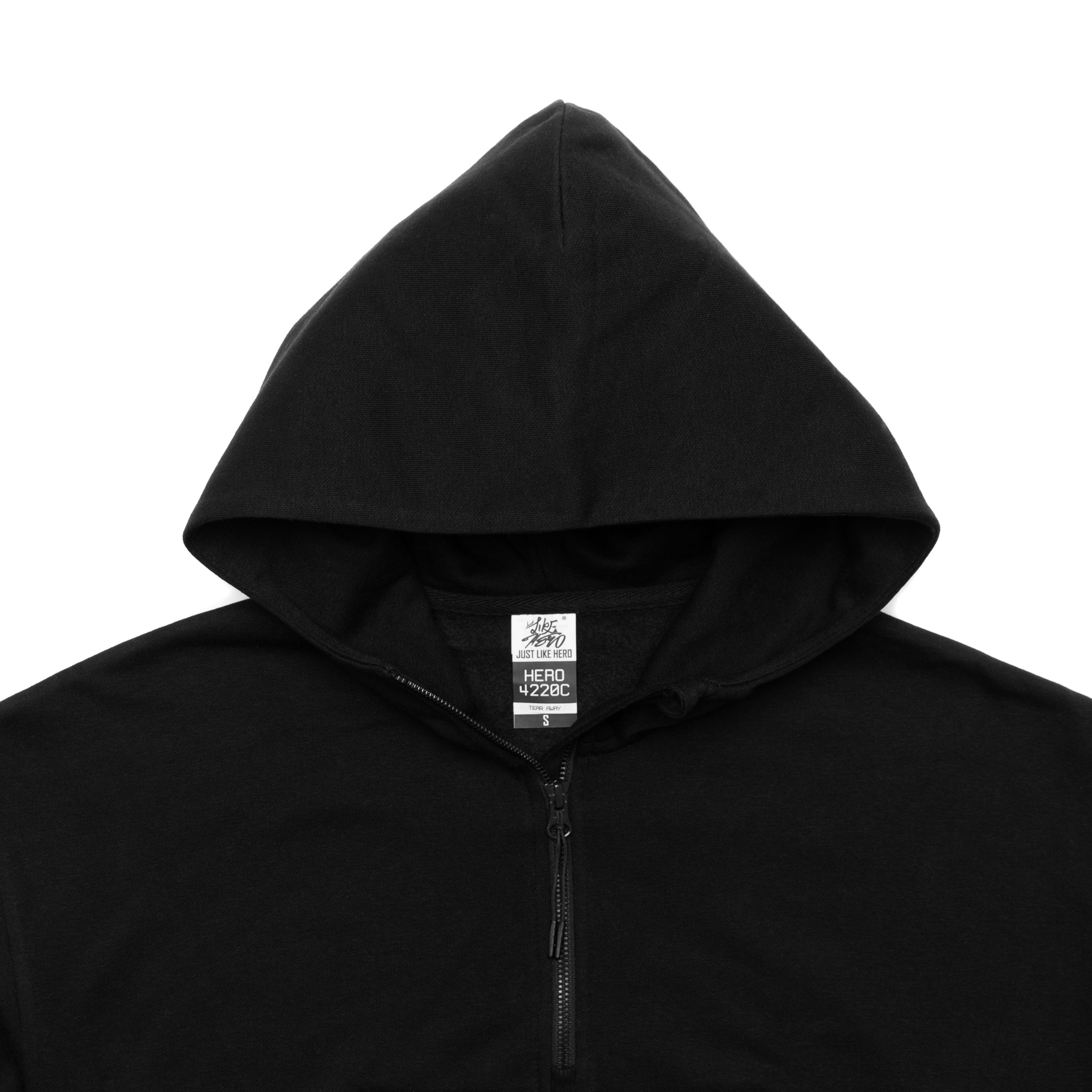 HERO-4220C Cropped Drop Shoulder 1/2 Zip Hoodie - Black – Just