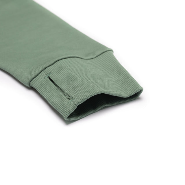 HERO-4220C Cropped Drop Shoulder Scuba 1/2 Zip Hoodie - Dusty Green