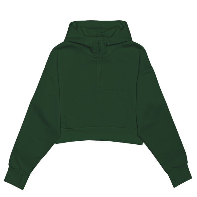 HERO-4220C Cropped Drop Shoulder 1/2 Zip Hoodie - Forest Green