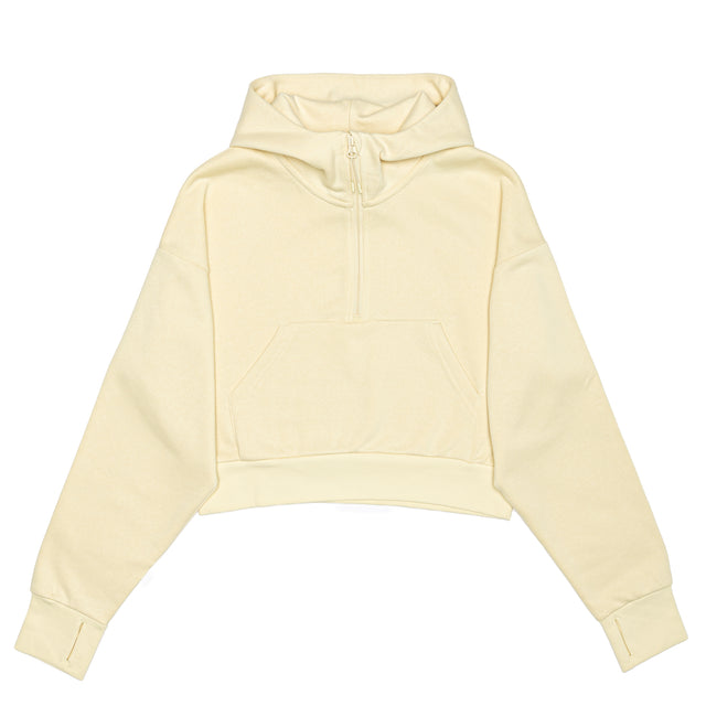 HERO-4220C Cropped Drop Shoulder 1/2 Zip Hoodie - Ivory