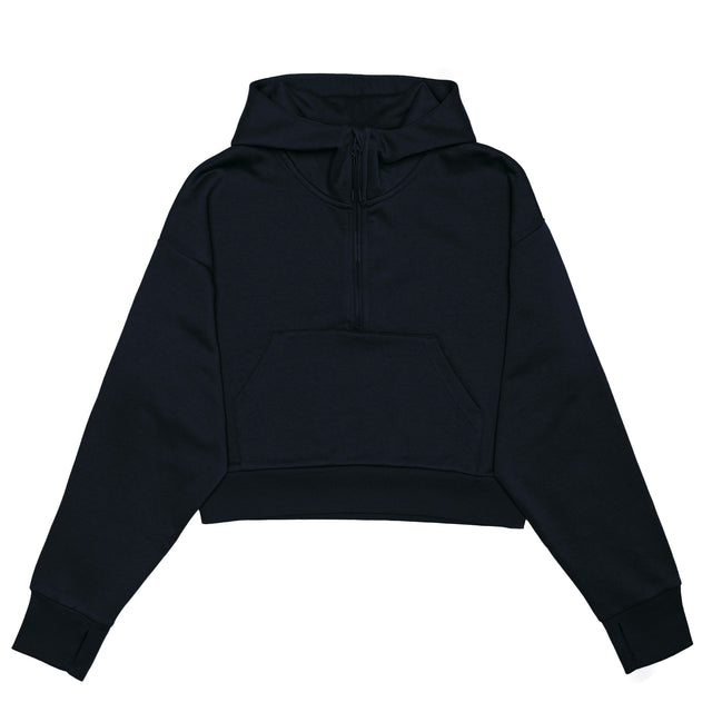 HERO-4220C Cropped Drop Shoulder 1/2 Zip Hoodie - Navy Blue