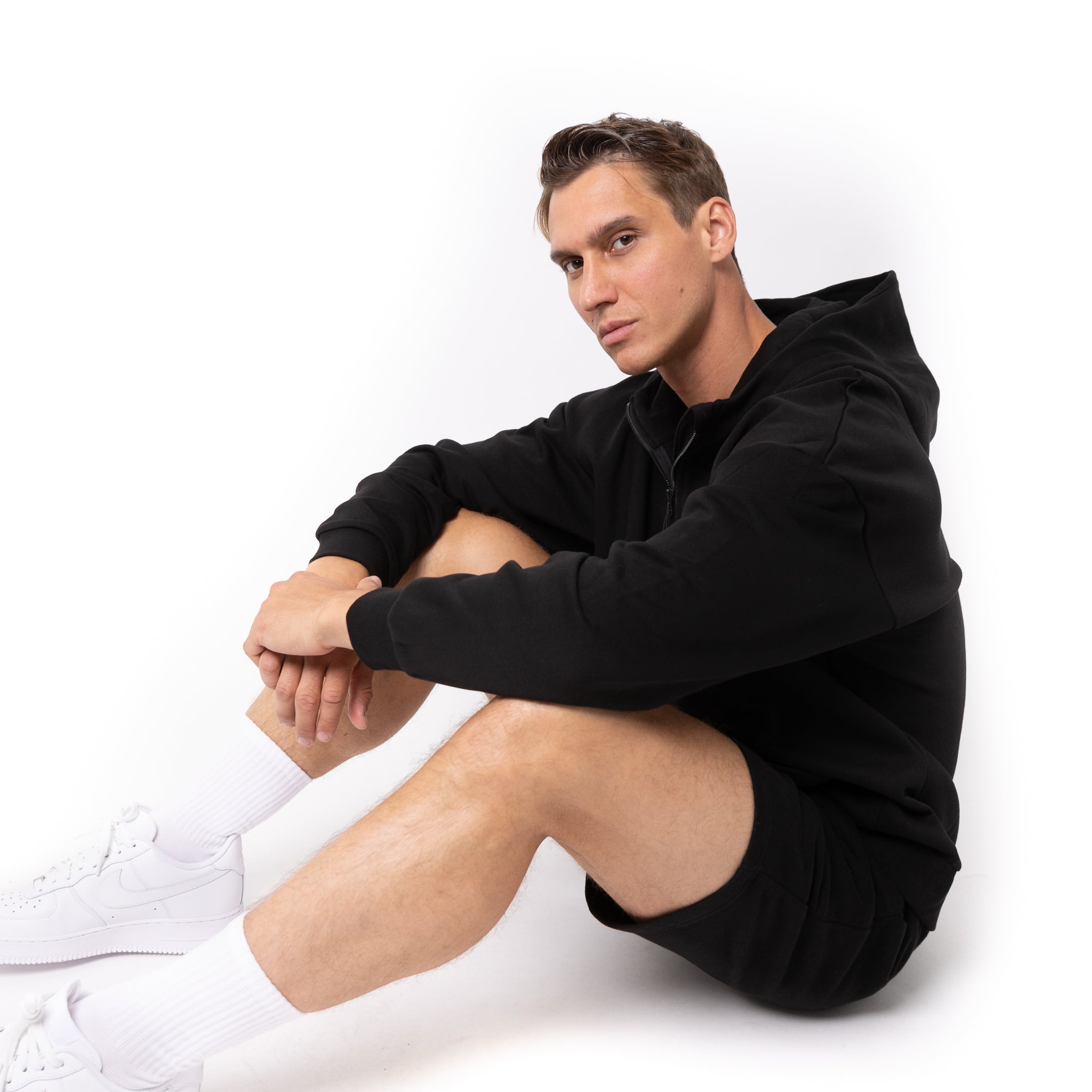 HERO-4220 Unisex Drop Shoulder 1/2 Zip Hoodie - Black – Just Like Hero