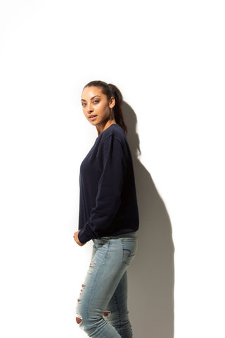 HERO-1020 Unisex Blank Crewneck Sweatshirt - Navy Blue